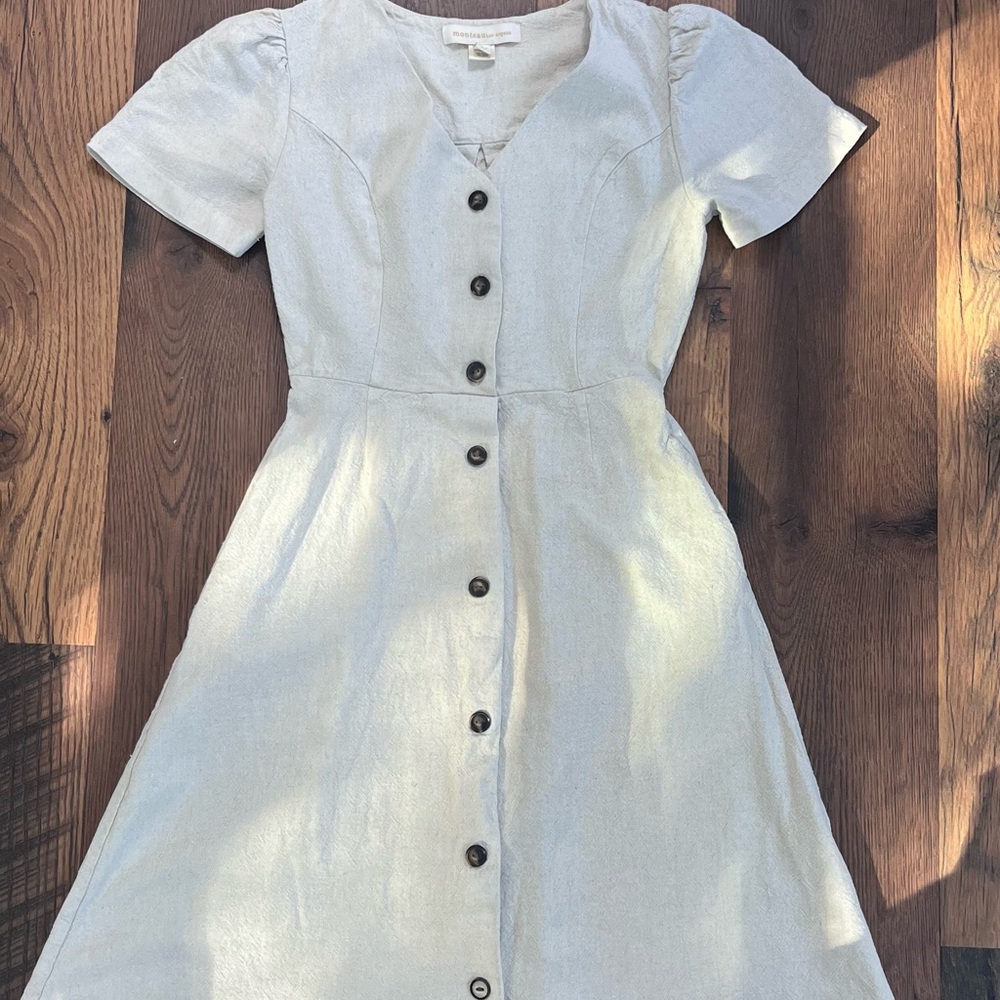 Light Beige Button-Down Dress